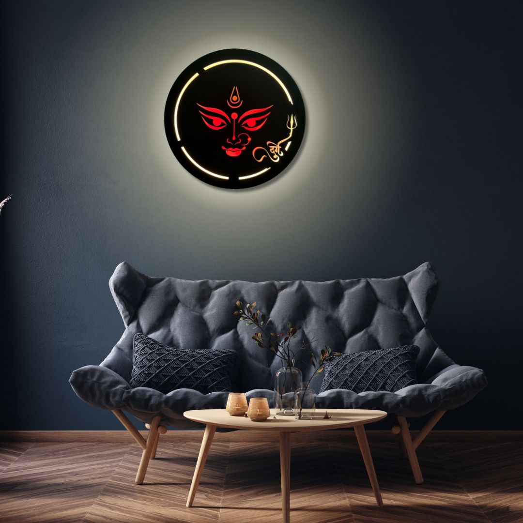 Maa Durga Neon LED Wall Decor Light Spiritual And Stylish Maa durga neon led wall decor light spiritual and stylish