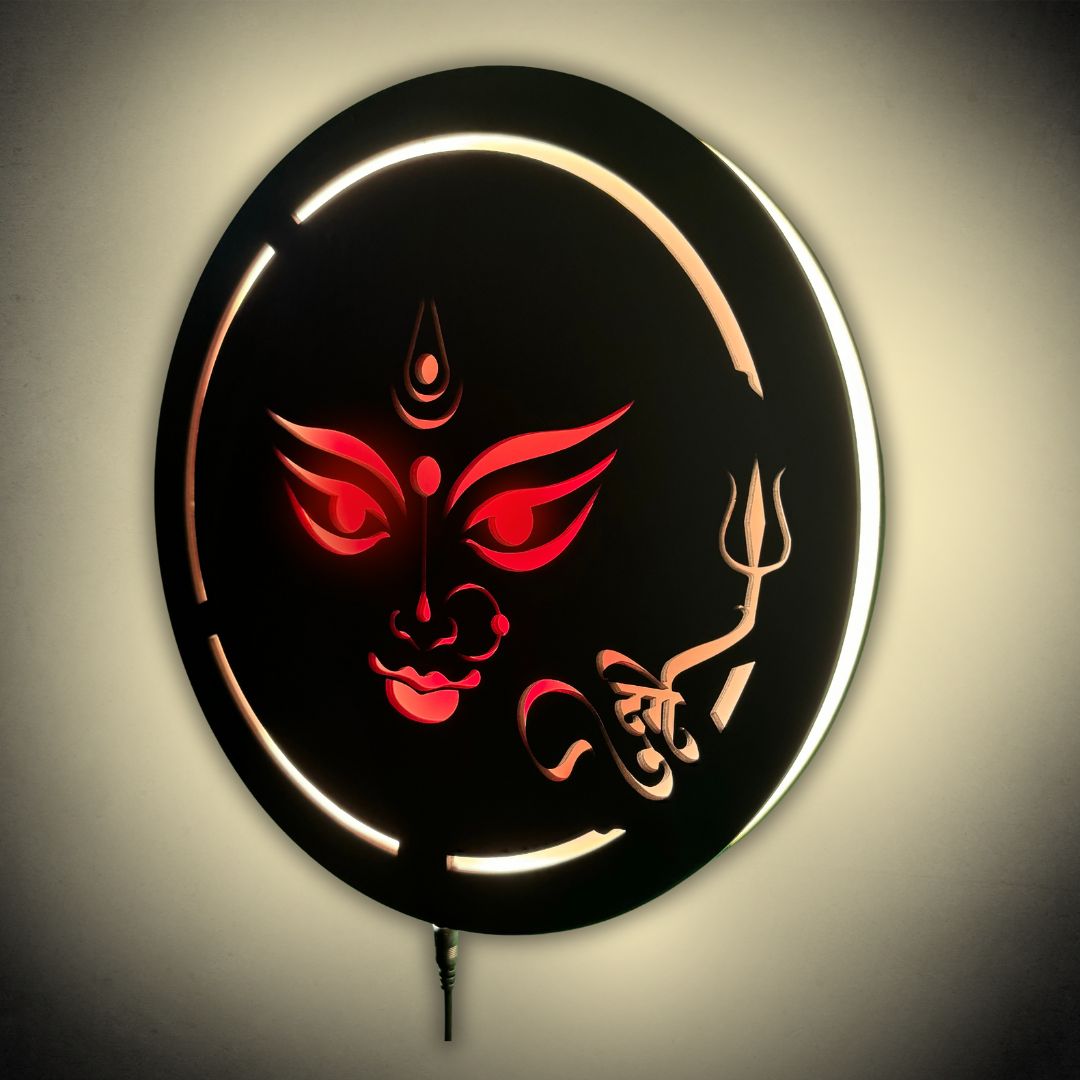 Maa Durga Neon LED Wall Decor Light Spiritual And Stylish Maa durga neon led wall decor light spiritual and stylish