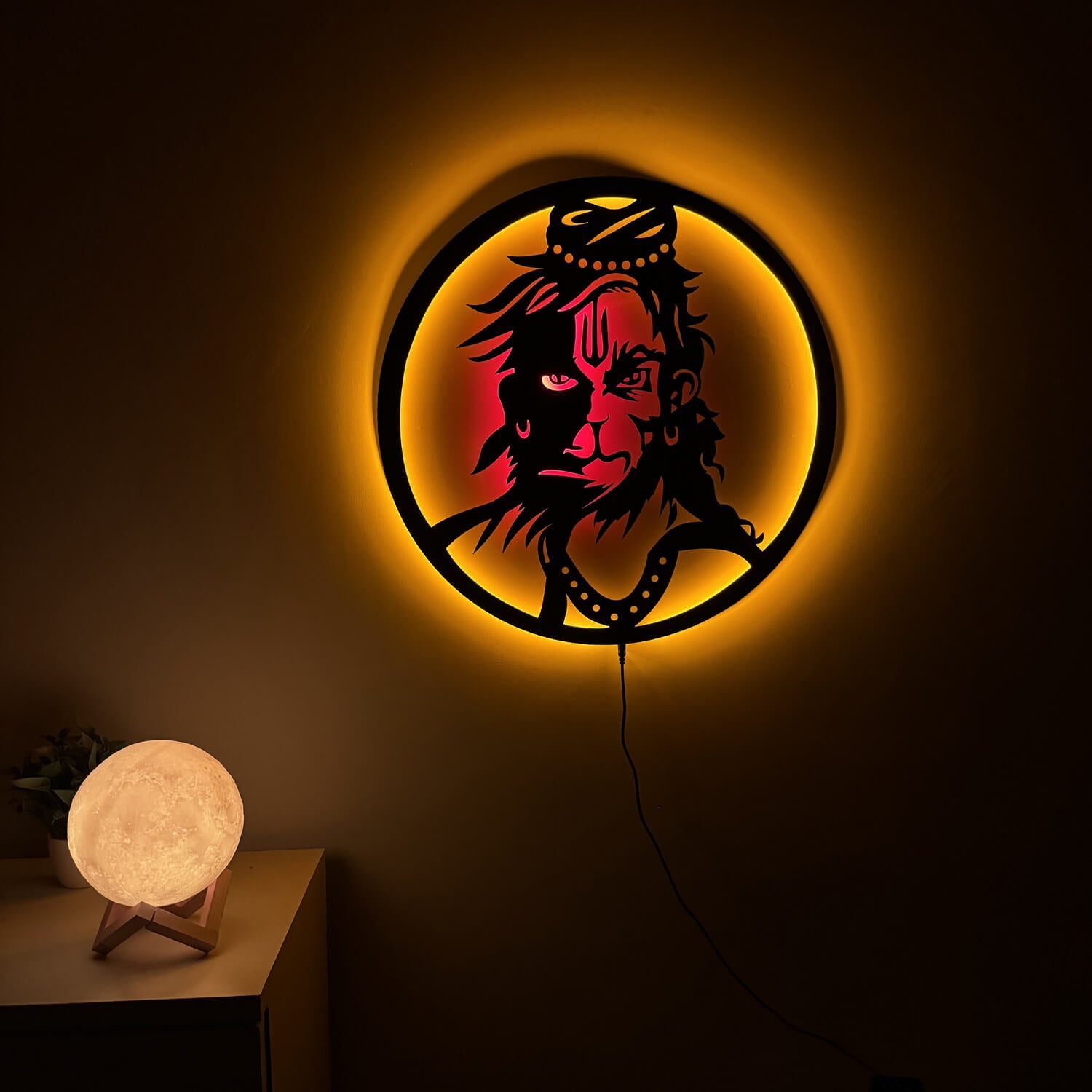 Bajrang Bali Hanuman LED Wall Decor Light | India's Divine Collection