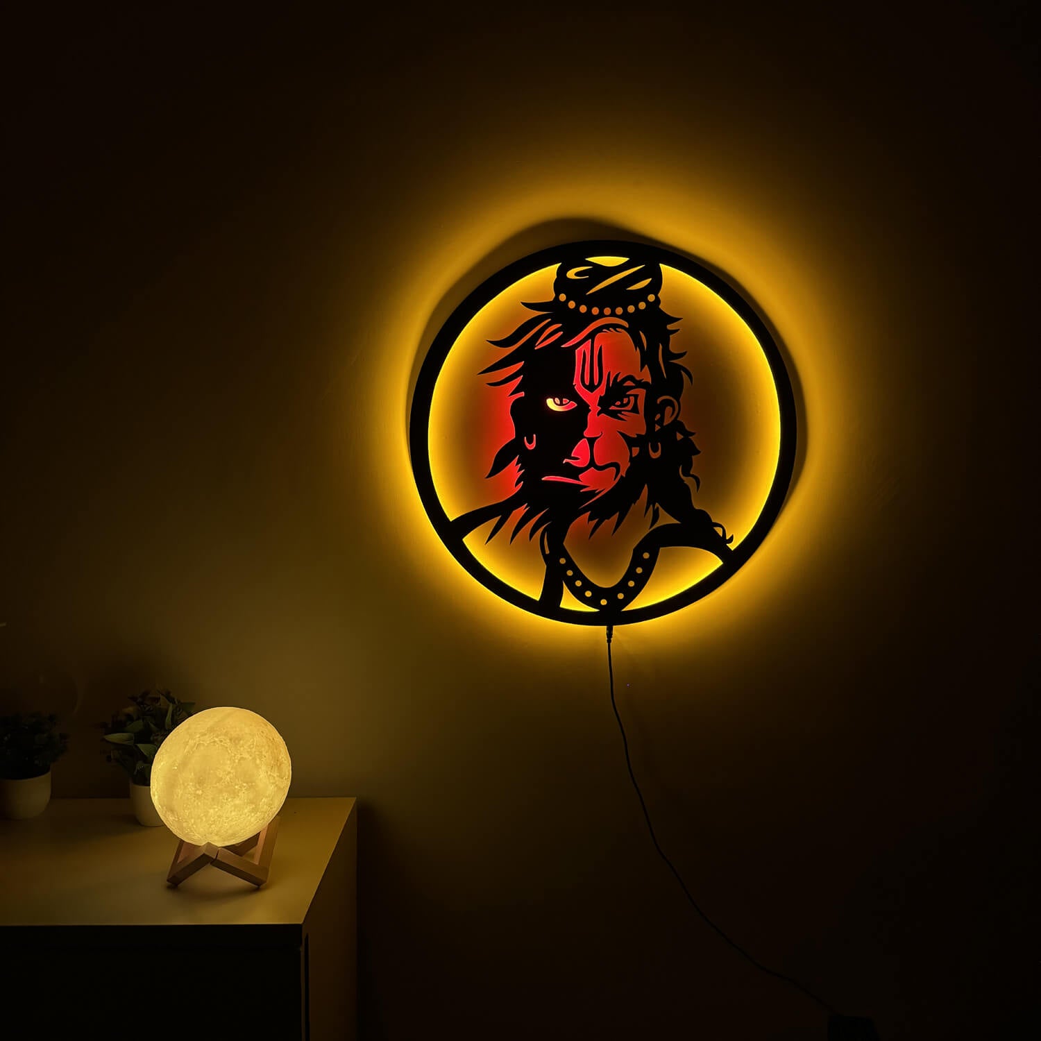 Bajrang Bali Hanuman LED Wall Decor Light | India's Divine Collection