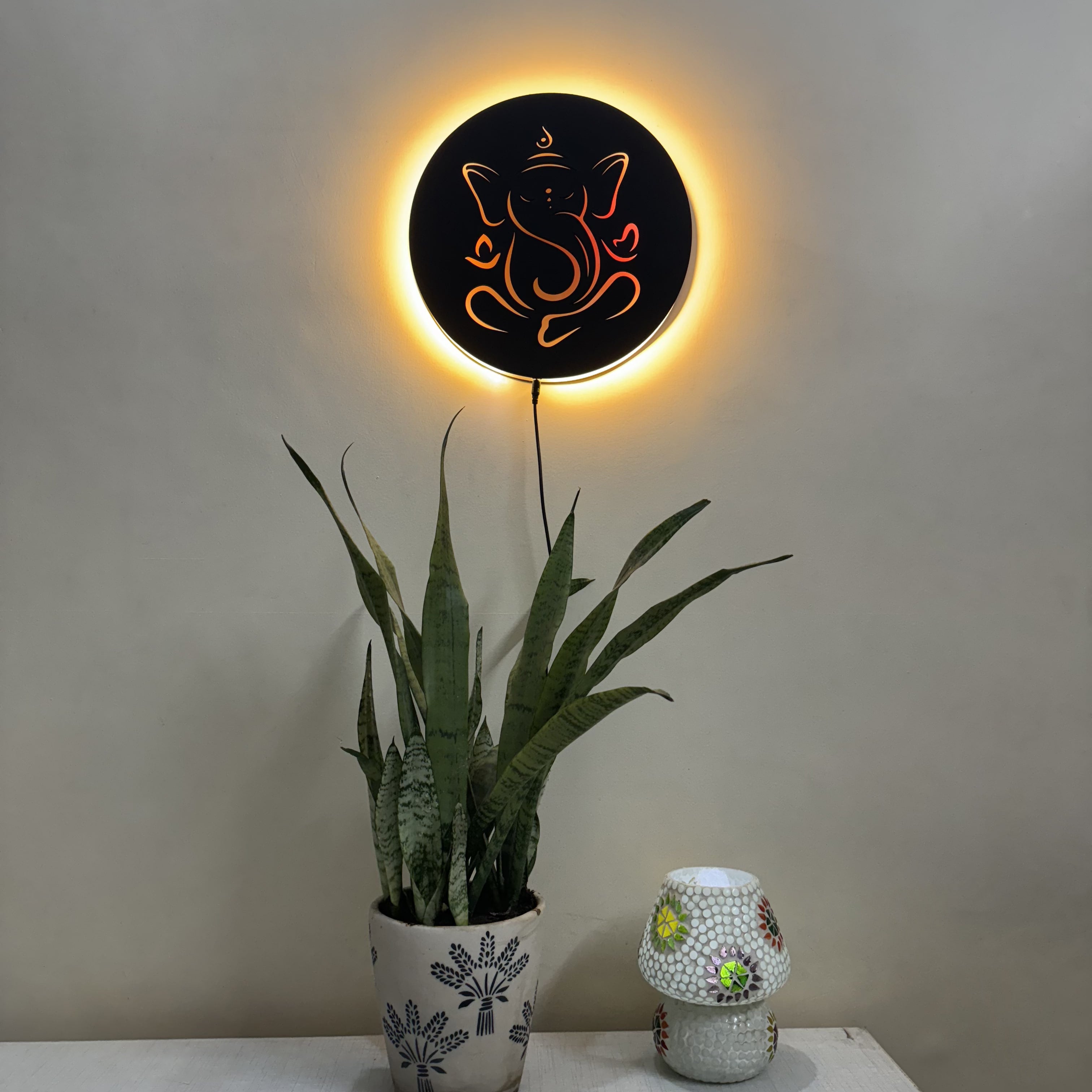 Ganesh Ji Neon LED Wall Décor Light | Spiritual Ambiance for Home & Office
