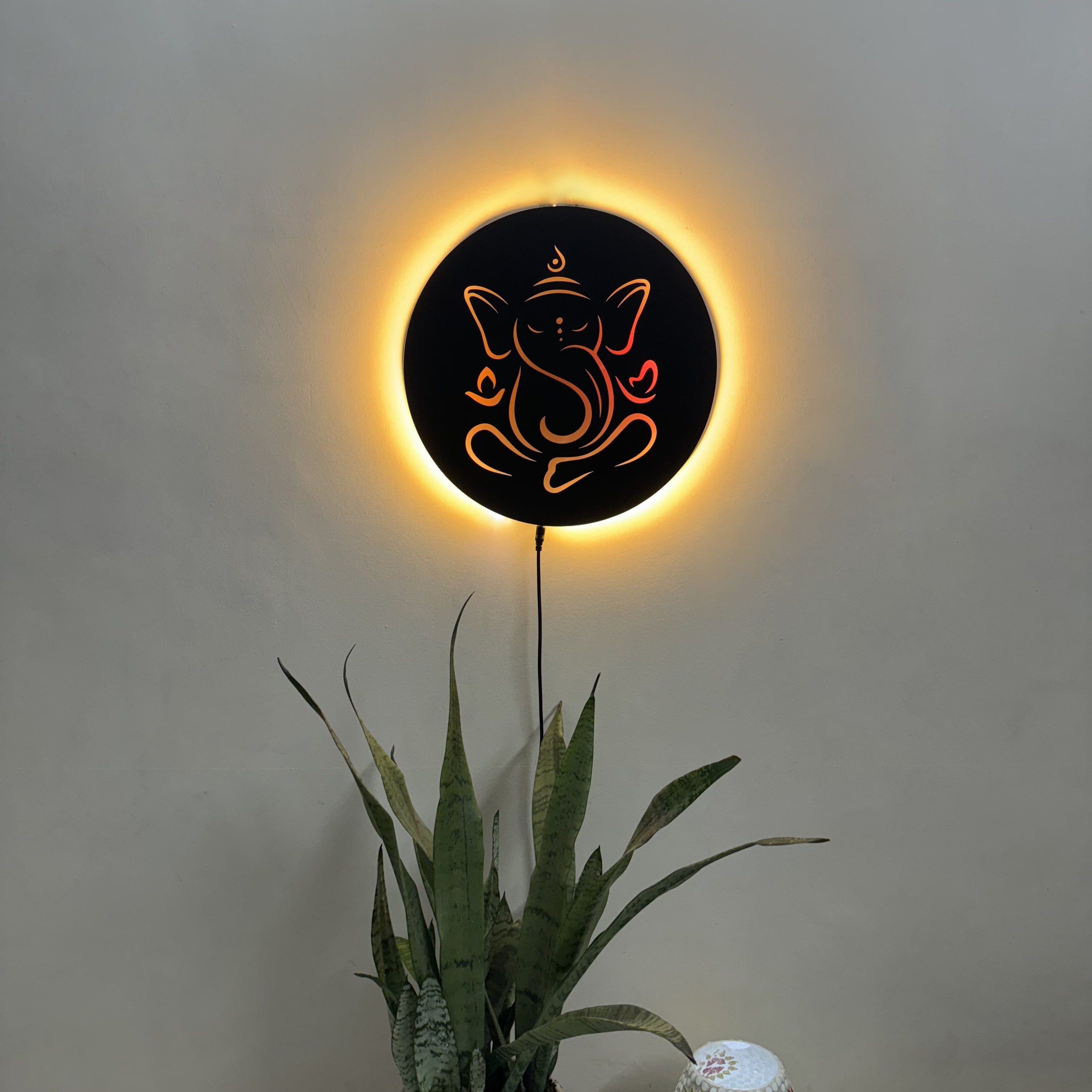 Ganesh Ji Neon LED Wall Décor Light | Spiritual Ambiance for Home & Office
