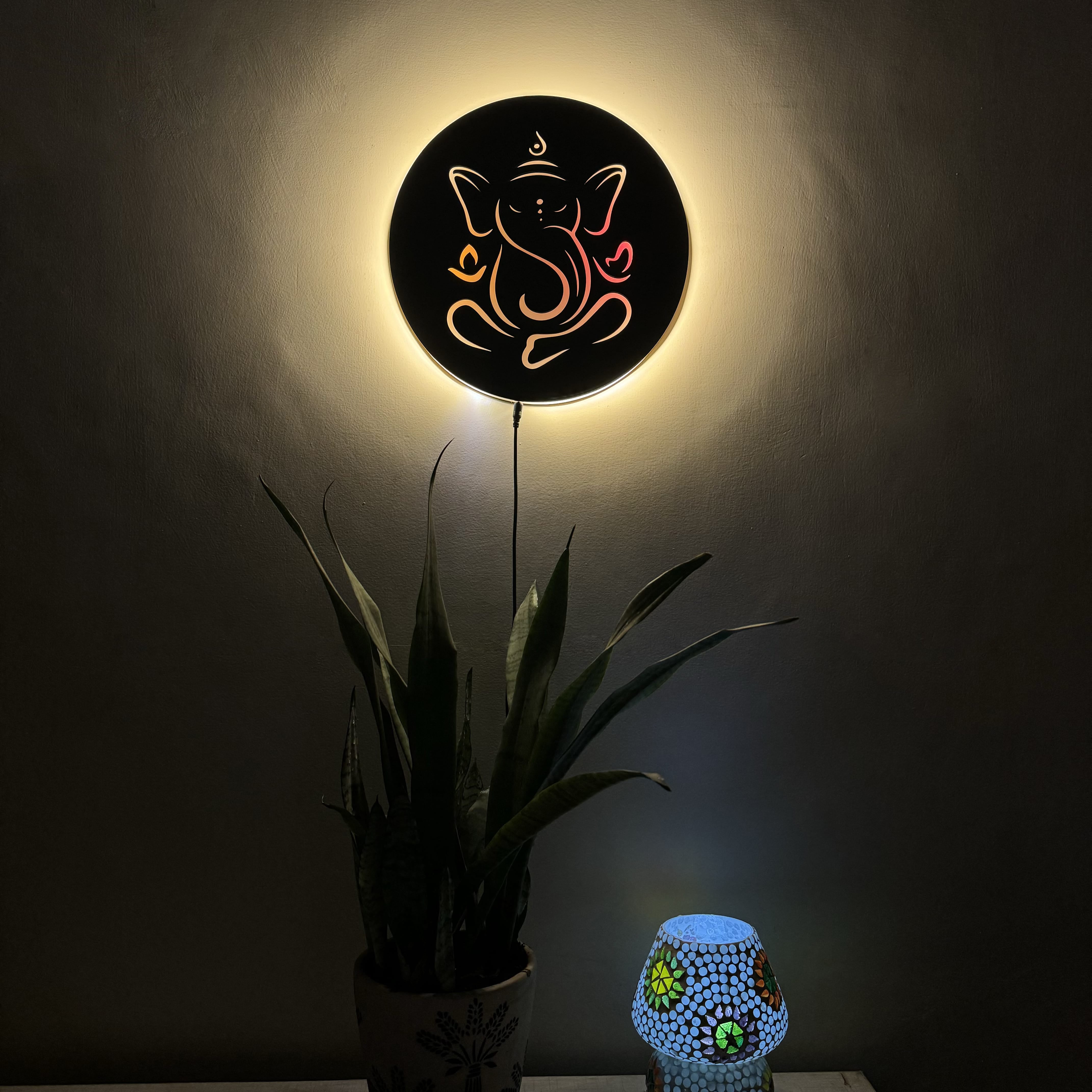 Ganesh Ji Neon LED Wall Décor Light | Spiritual Ambiance for Home & Office