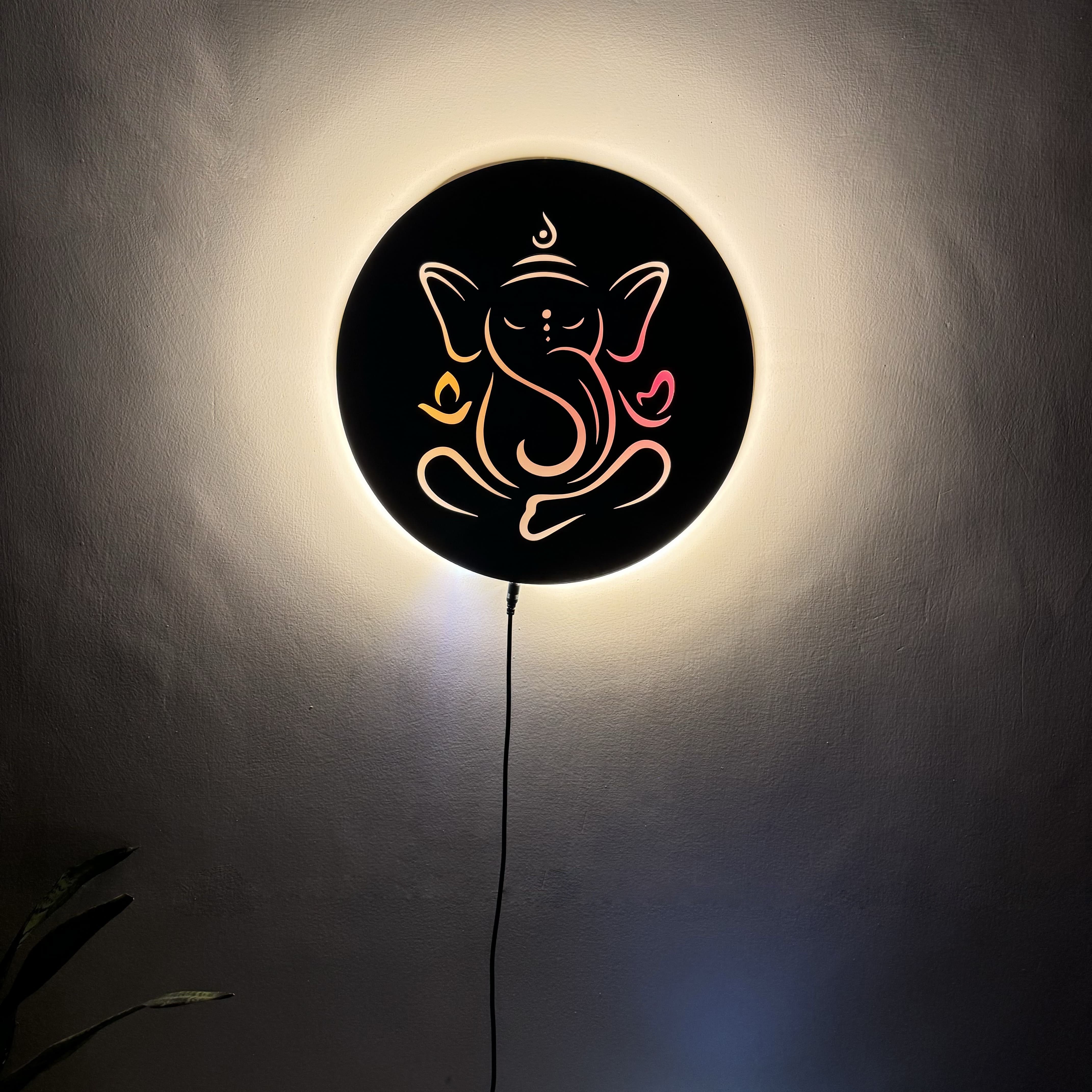 Ganesh Ji Neon LED Wall Décor Light | Spiritual Ambiance for Home & Office