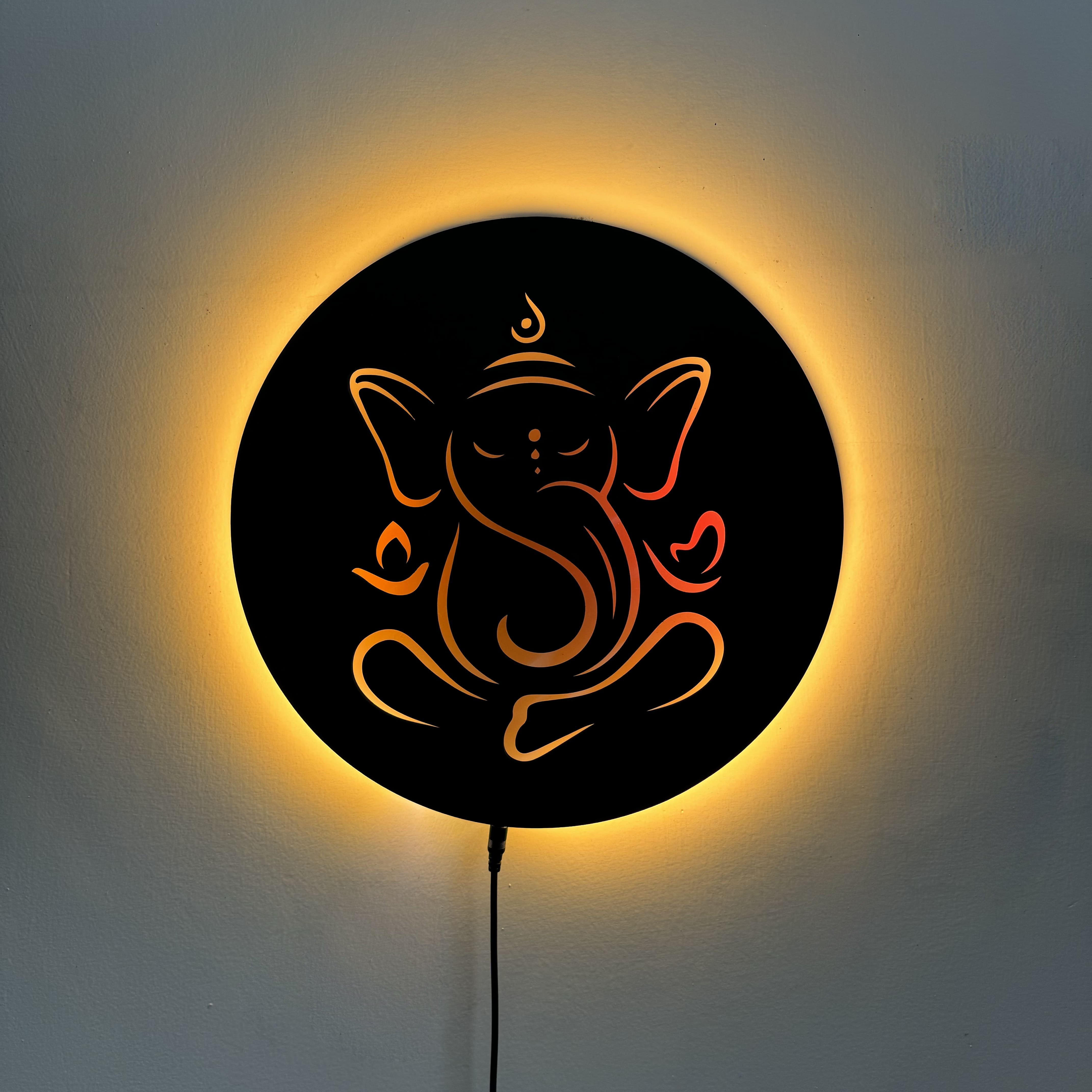 Ganesh Ji Neon LED Wall Décor Light | Spiritual Ambiance for Home & Office