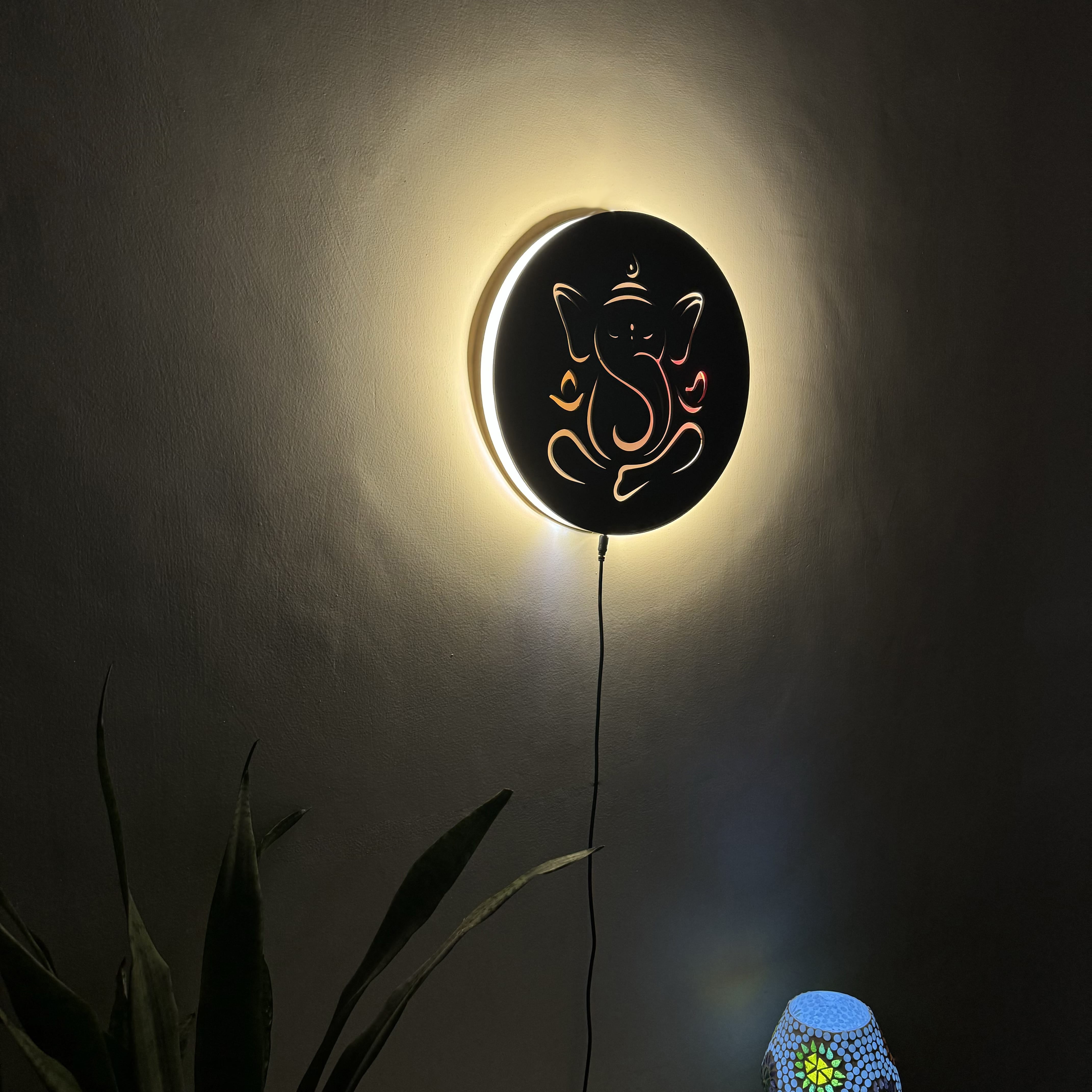 Ganesh Ji Neon LED Wall Décor Light | Spiritual Ambiance for Home & Office