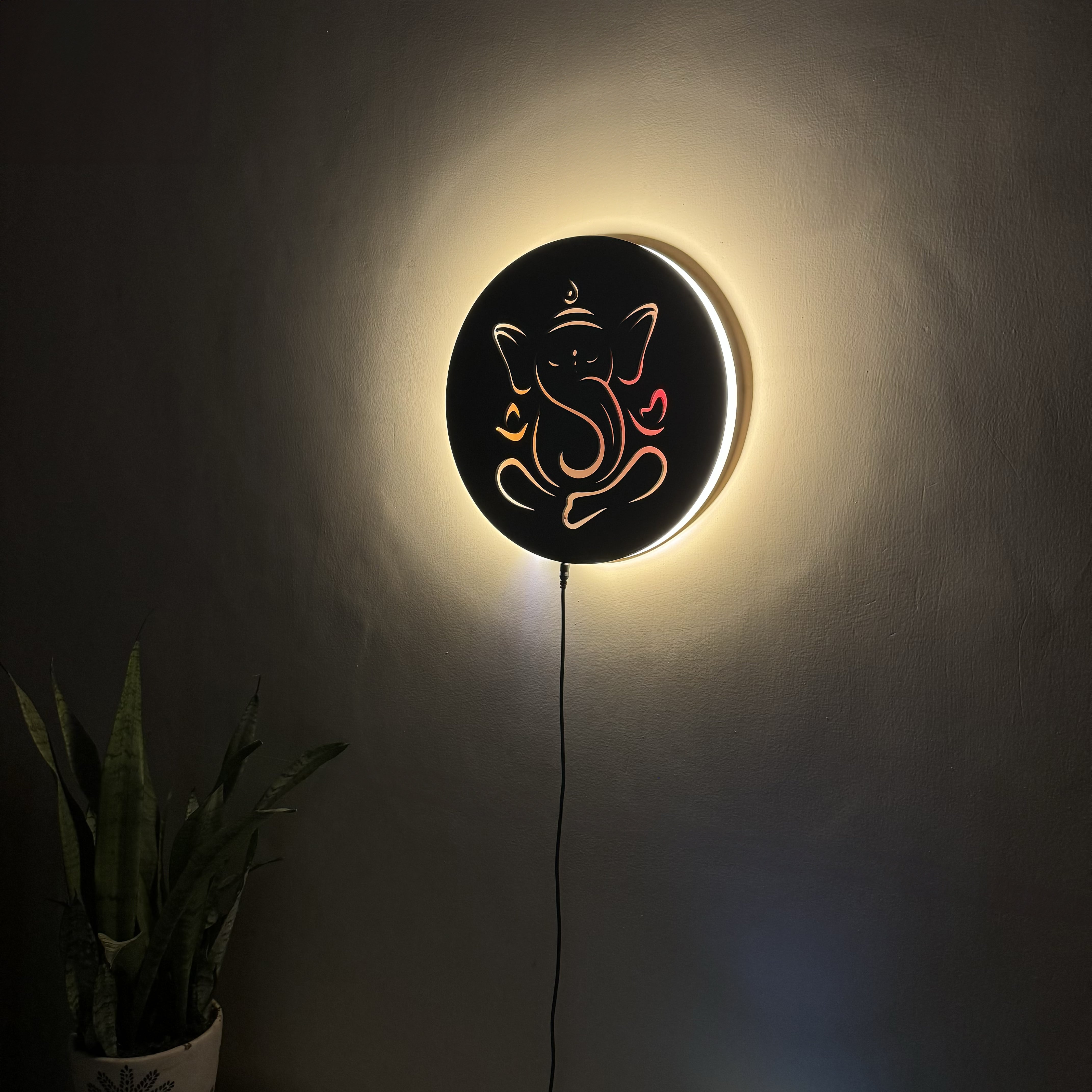 Ganesh Ji Neon LED Wall Décor Light | Spiritual Ambiance for Home & Office