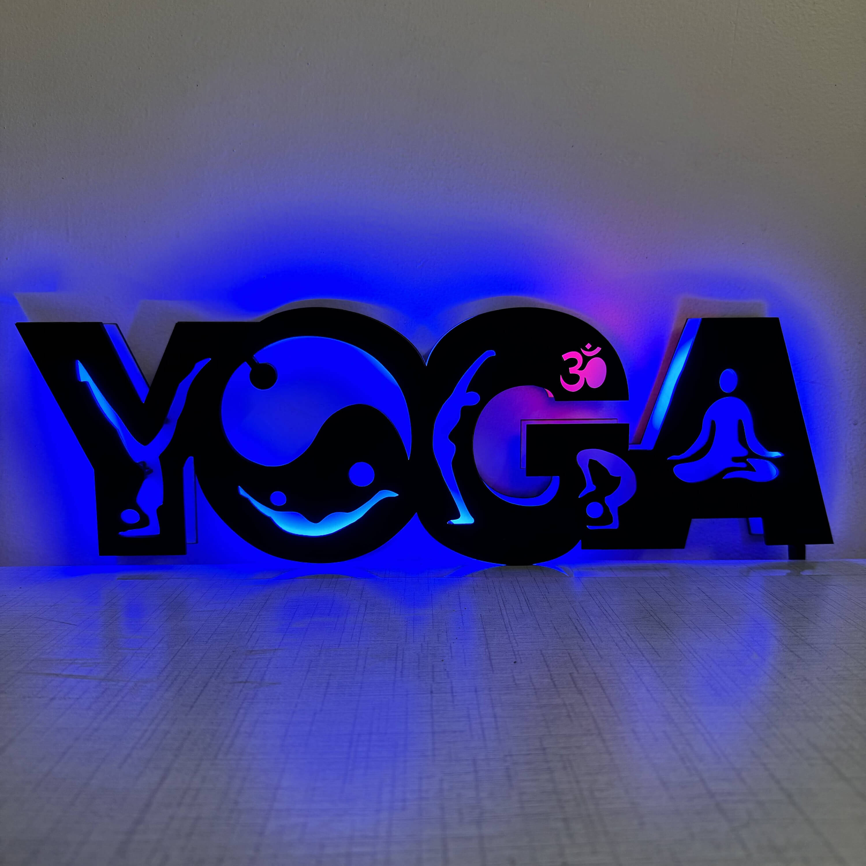 Meditation Yoga Glow in Dark Under UV Neon LED Wall Decor Light