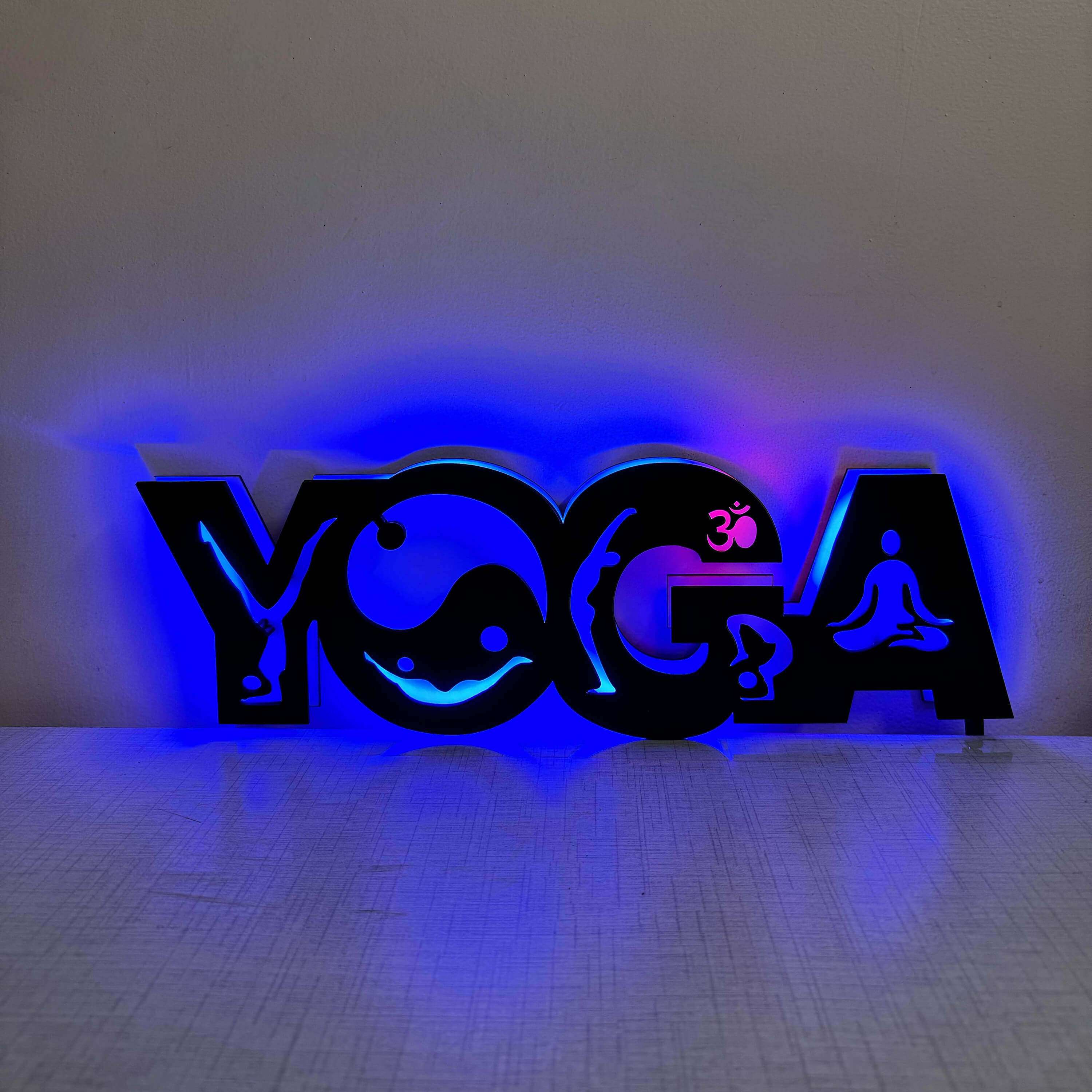 Meditation Yoga Glow in Dark Under UV Neon LED Wall Decor Light