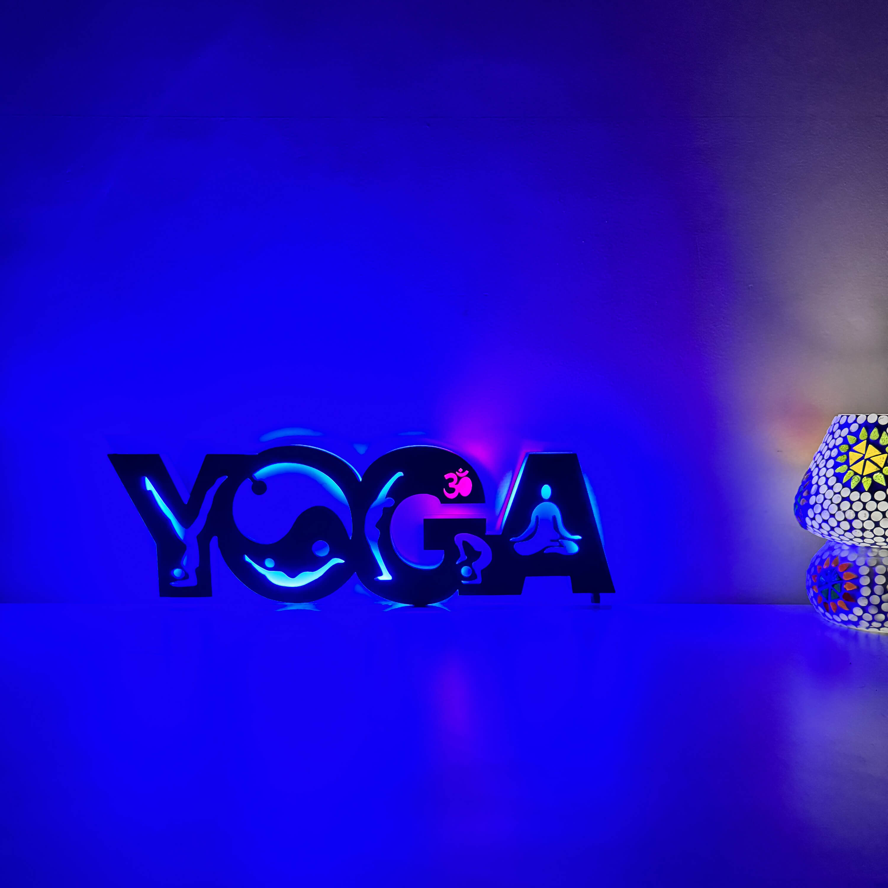 Meditation Yoga Glow in Dark Under UV Neon LED Wall Decor Light