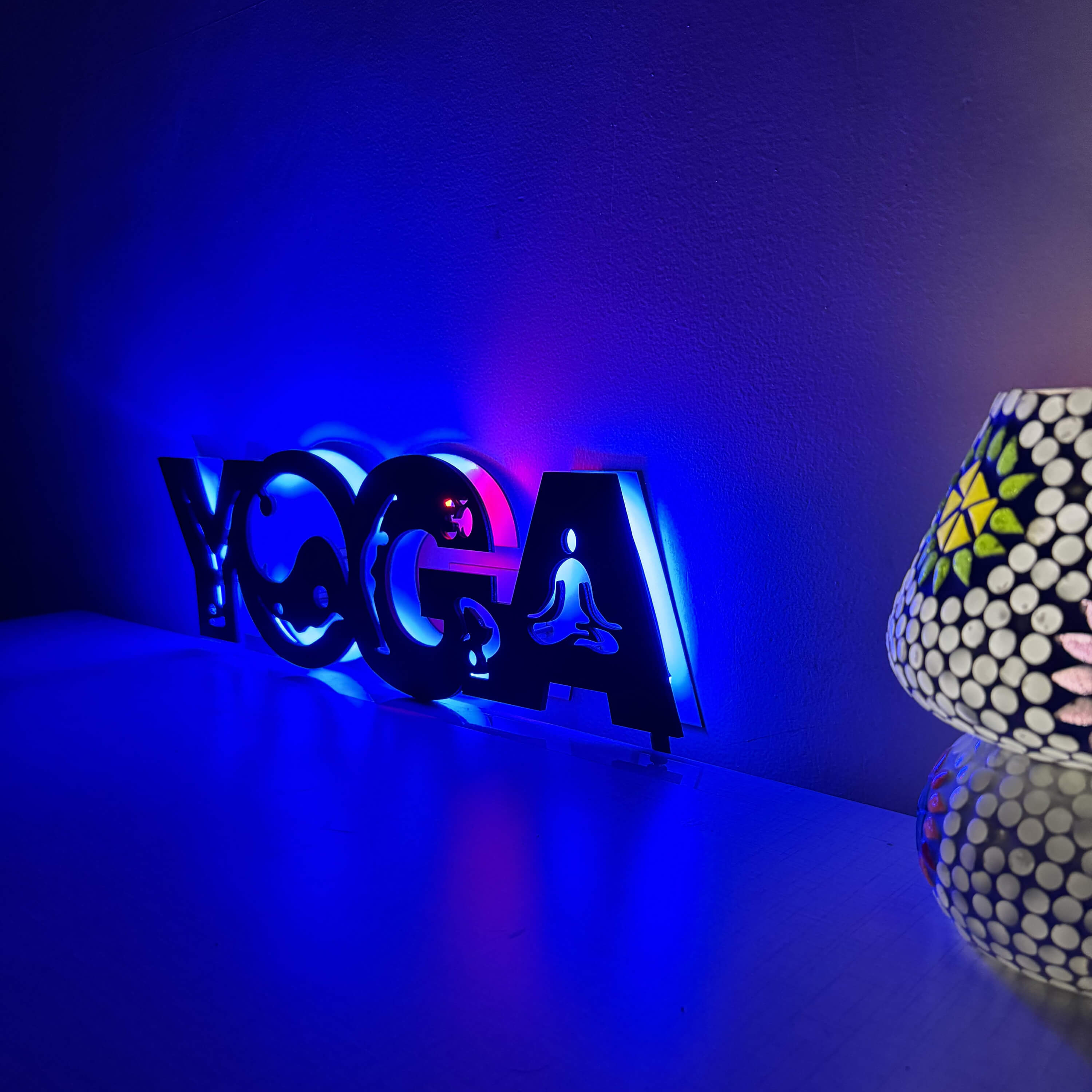 Meditation Yoga Glow in Dark Under UV Neon LED Wall Decor Light