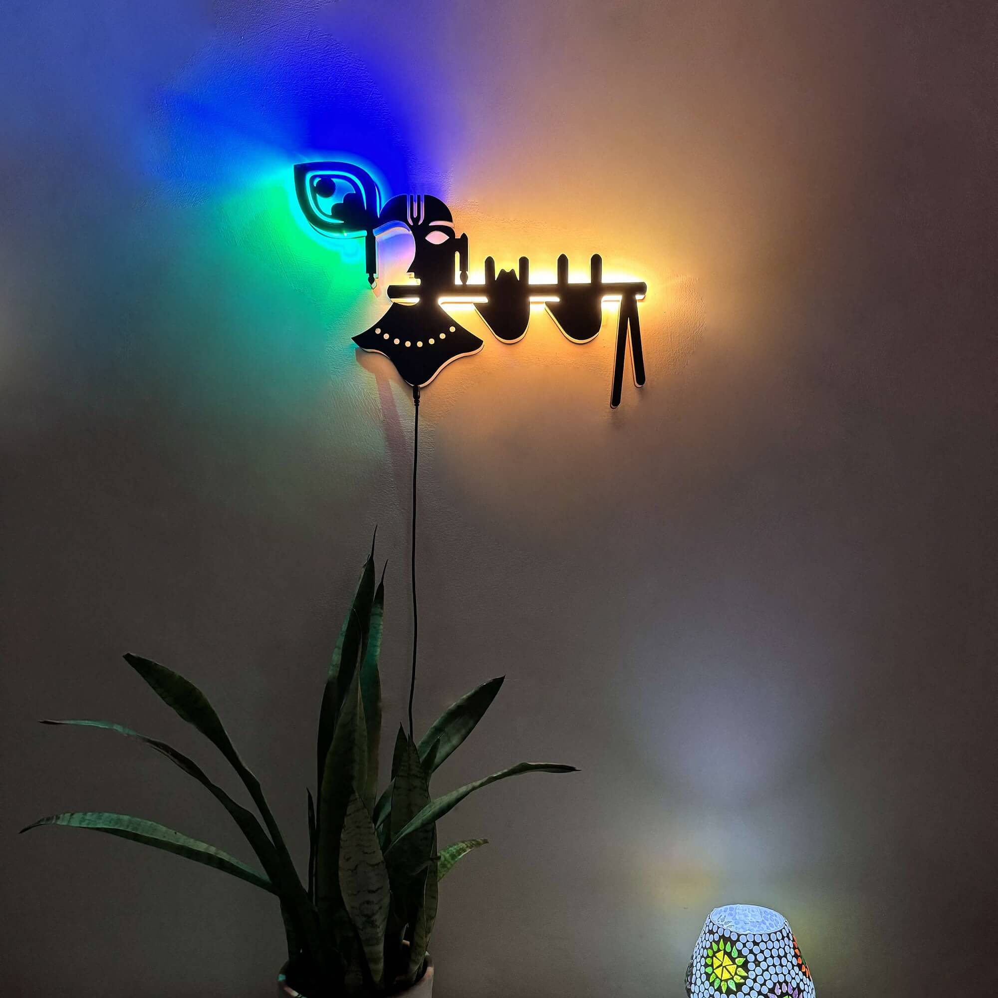 Lord Kanha Ji Modern LED Neon Wall Décor Light for Mandir and Gift items