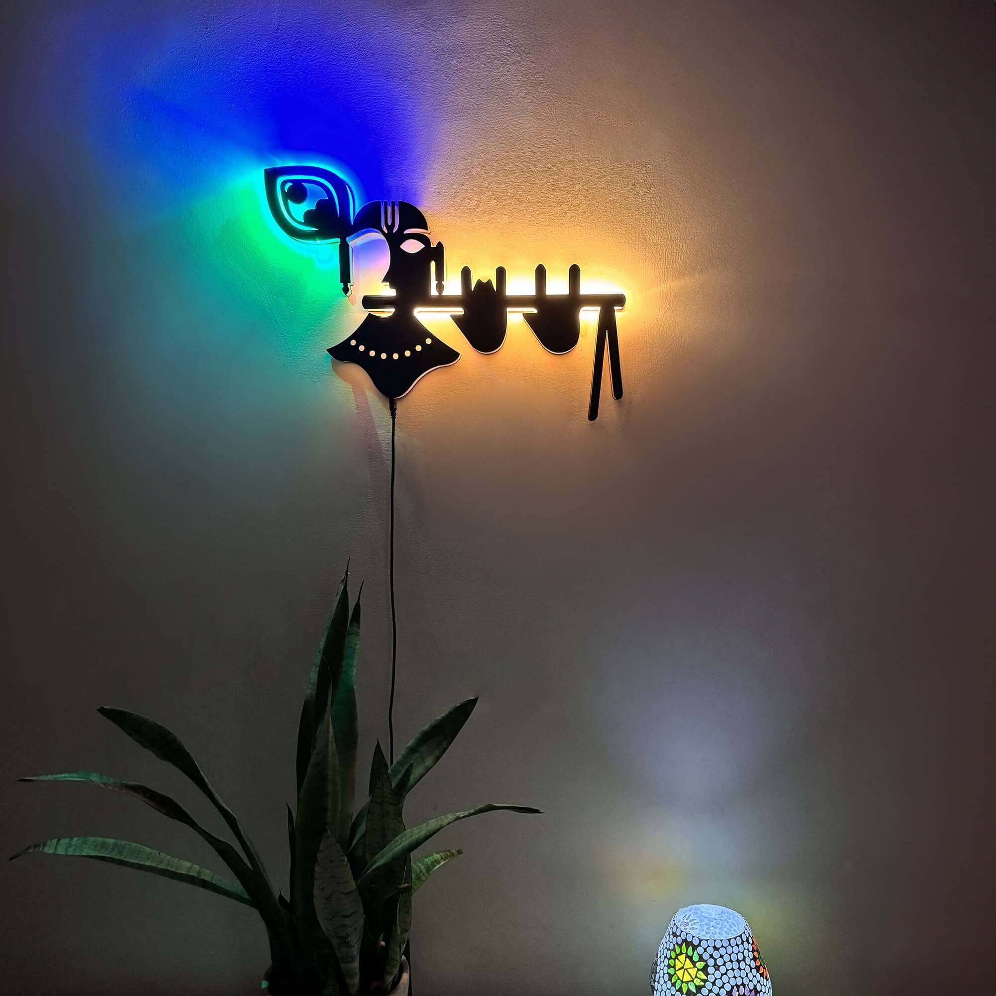 Lord Kanha Ji Modern LED Neon Wall Décor Light for Mandir and Gift items