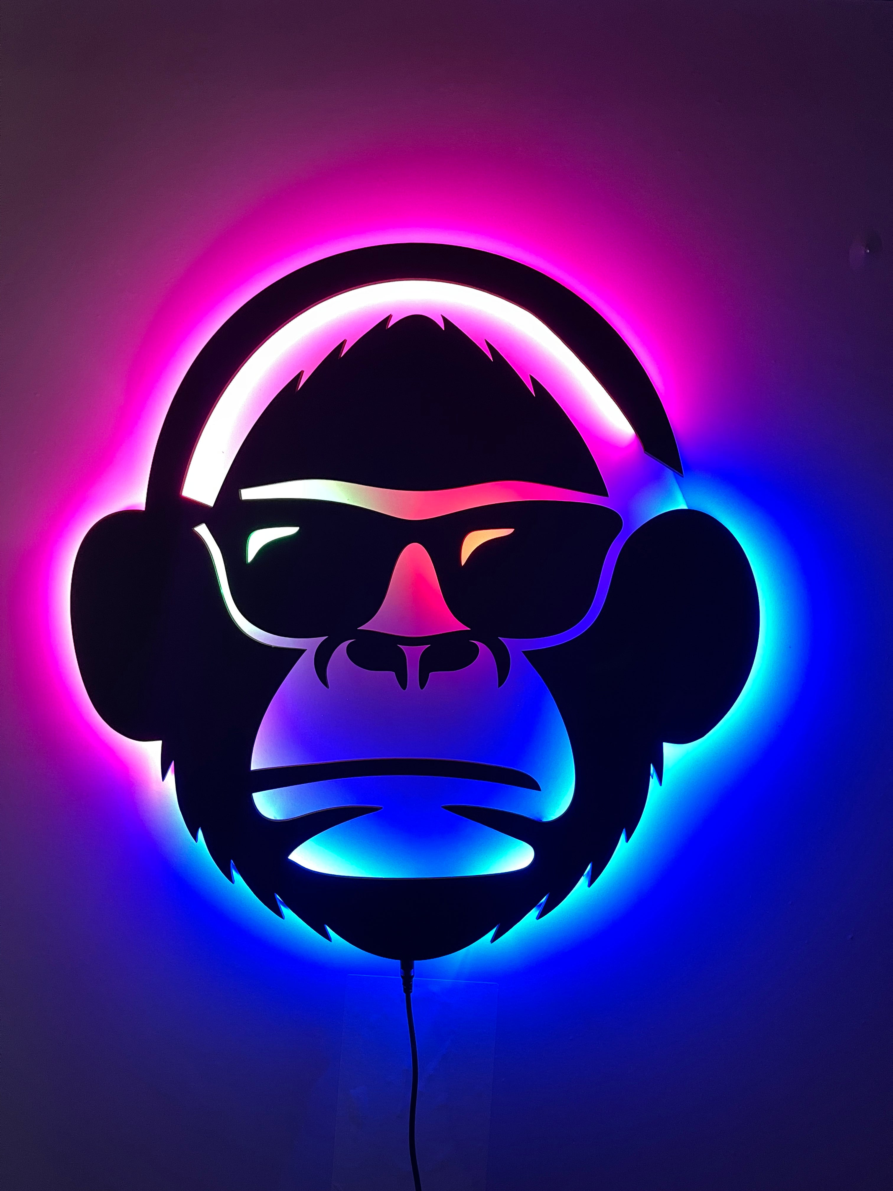 Neon Funky Monkey: Illuminated Wall Art for the Bold