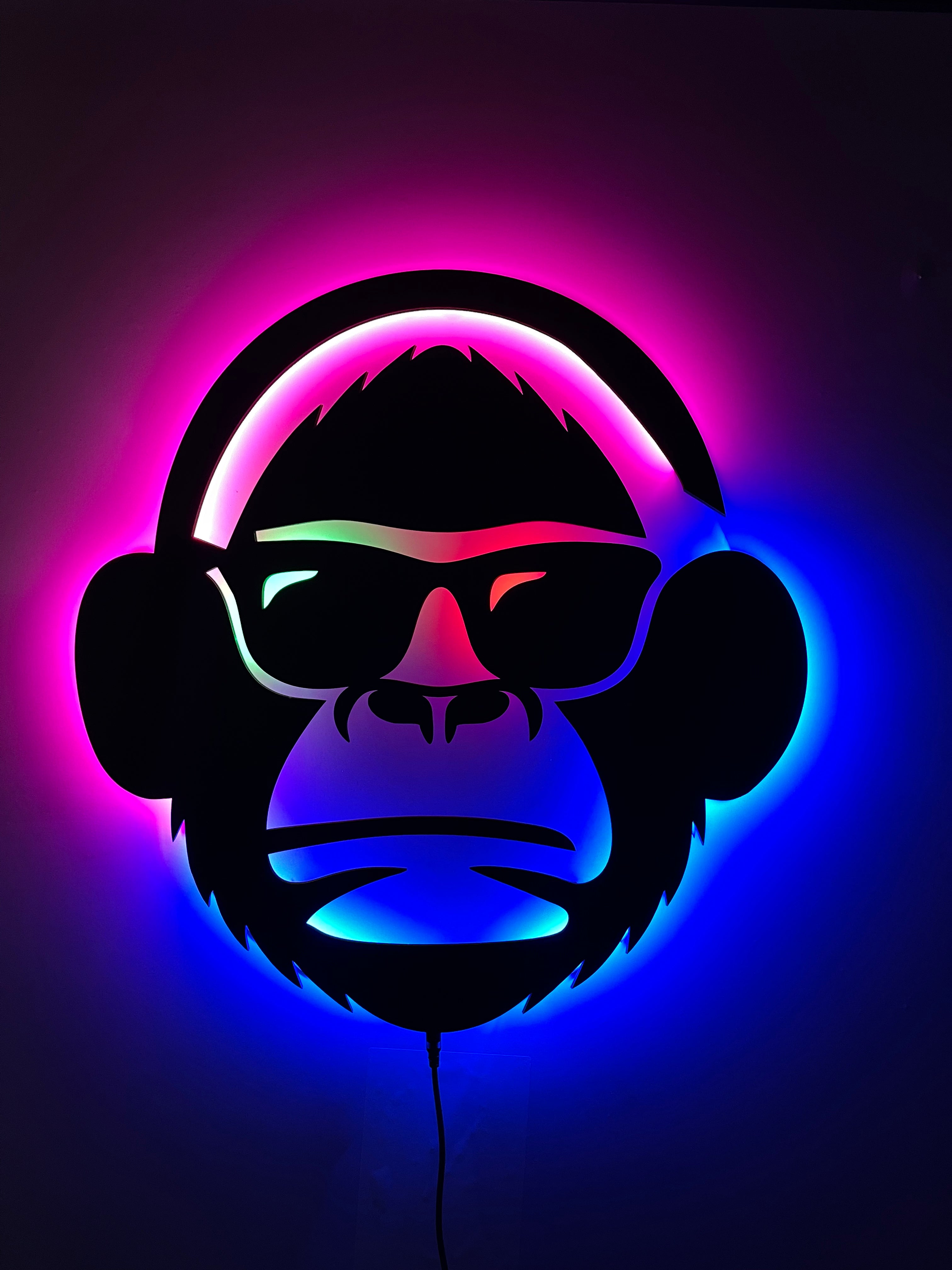 Neon Funky Monkey: Illuminated Wall Art for the Bold