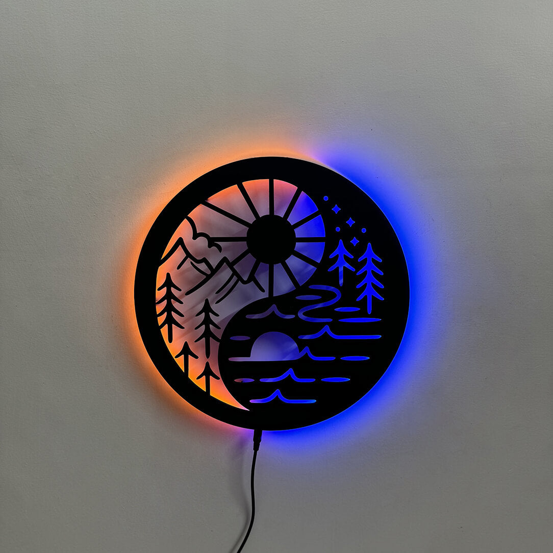 Wooden Neon Feng Shui Wall Décor Light | Home Decor for Living Room & Office