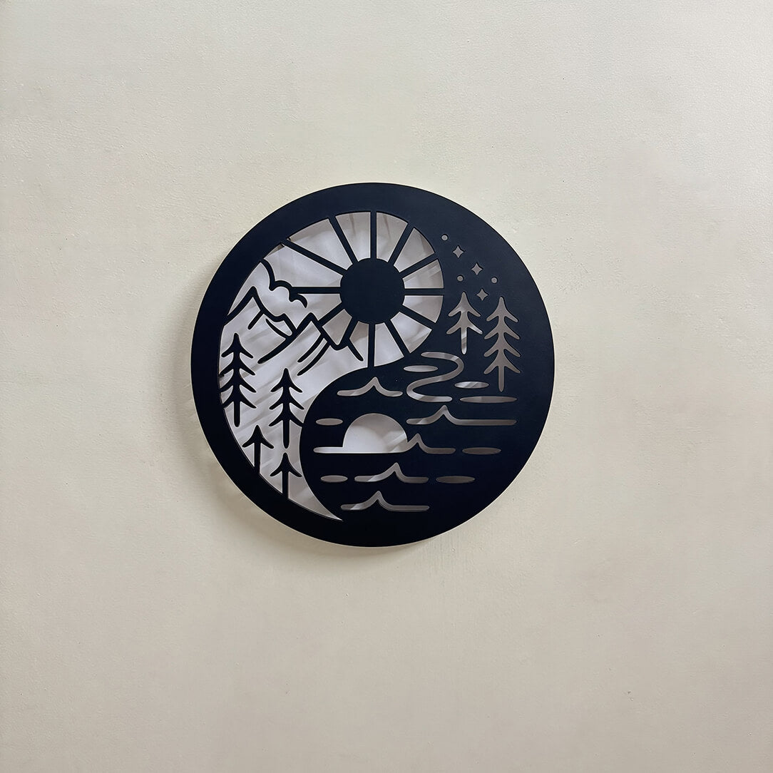 Wooden Neon Feng Shui Wall Décor Light | Home Decor for Living Room & Office