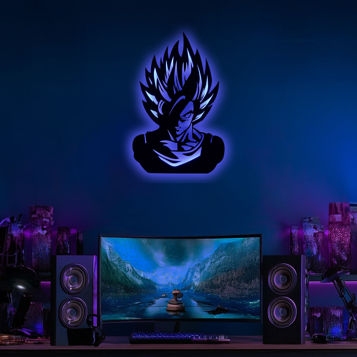 Goku Led Wall décor light, Home Decor L.E.D Logo for Kids, Fits Bedroom, LED Wall Art Gift Goku, Comic Lovers Kids Room Gift