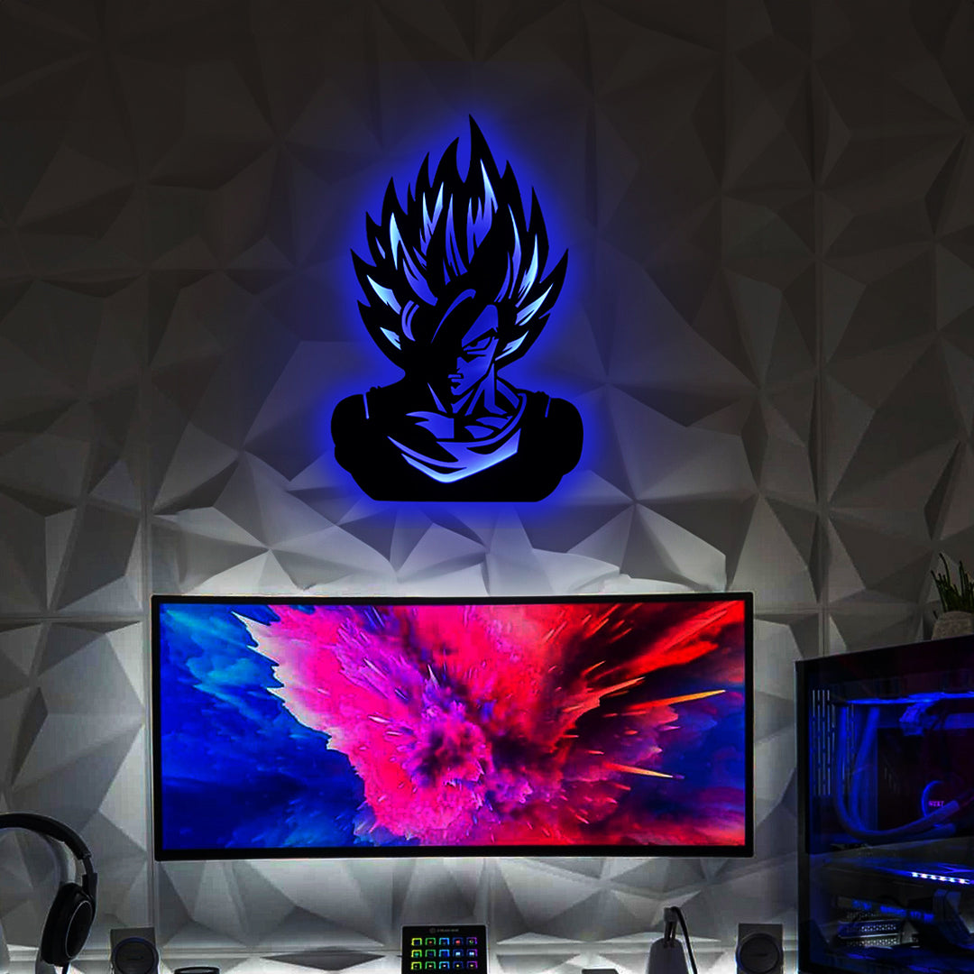 Goku Led Wall décor light, Home Decor L.E.D Logo for Kids, Fits Bedroom, LED Wall Art Gift Goku, Comic Lovers Kids Room Gift