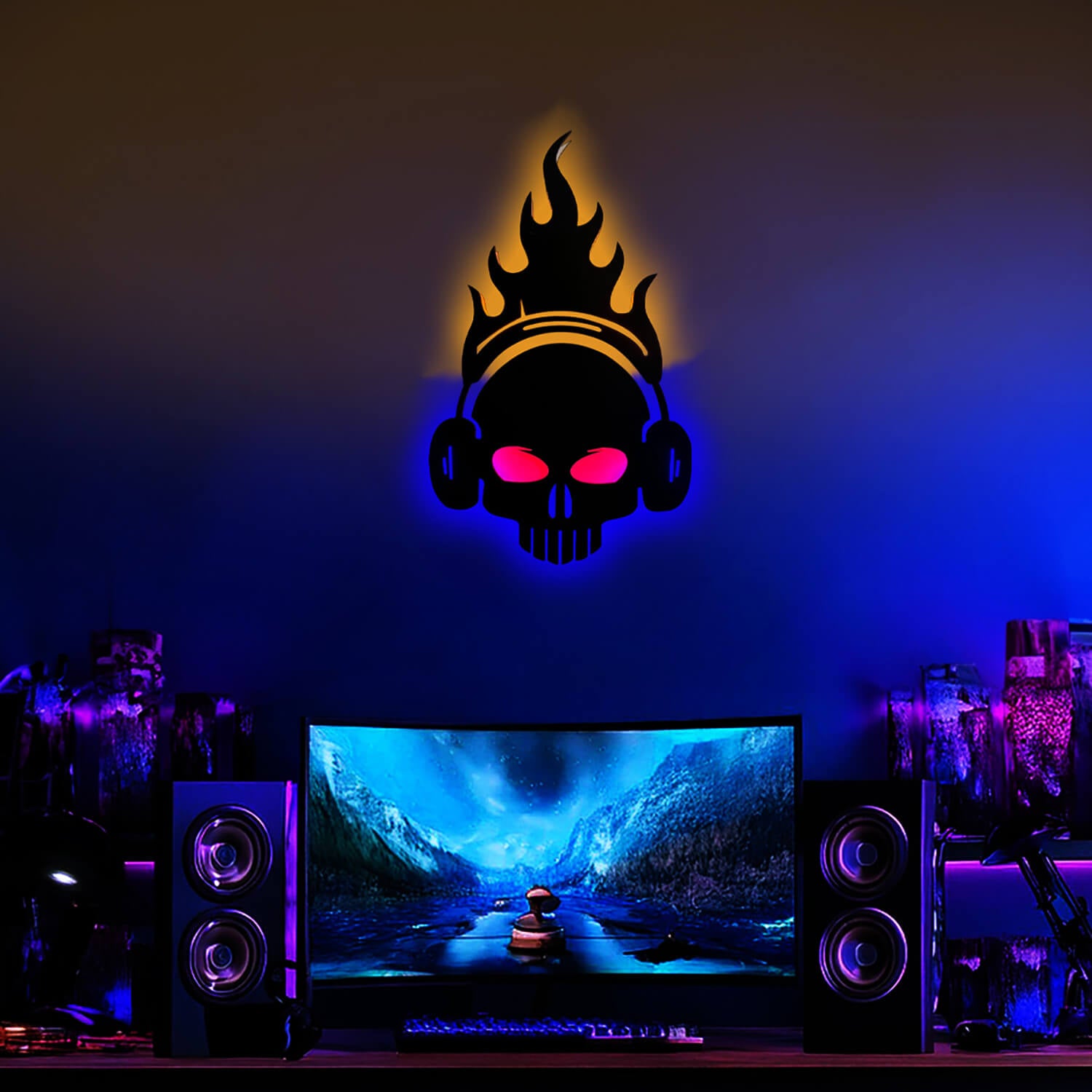 Ghost Rider Neon LED Wall Art Light for Room | Party Home Decor